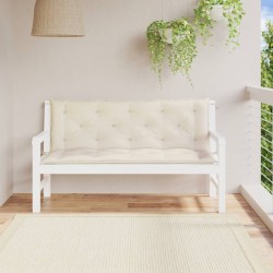 Coussins de banc de jardin lot de 2 blanc crème tissu Oxford 