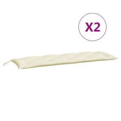 Coussins de banc de jardin lot de 2 blanc crème tissu Oxford 