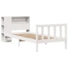 Lit bibliothèque sans matelas blanc 90x200cm bois de pin massif 