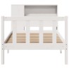 Lit bibliothèque sans matelas blanc 90x200cm bois de pin massif 