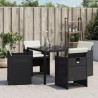Chaises de jardin lot de 4 avec coussins noir résine tressée 