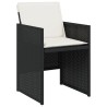 Chaises de jardin lot de 4 avec coussins noir résine tressée 