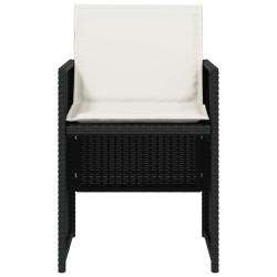 Chaises de jardin lot de 4 avec coussins noir résine tressée 