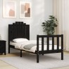 Cadre de lit sans matelas noir bois de pin massif 