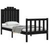 Cadre de lit sans matelas noir bois de pin massif 