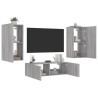 Meuble TV muraux 3 pcs avec lumières LED sonoma gris 