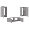 Meuble TV muraux 3 pcs avec lumières LED sonoma gris 