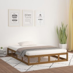 Cadre de lit sans matelas marron miel 120x190 cm bois massif 