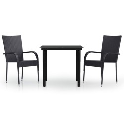 Ensemble à manger de jardin 3 pcs Noir 