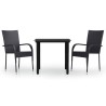 Ensemble à manger de jardin 3 pcs Noir 