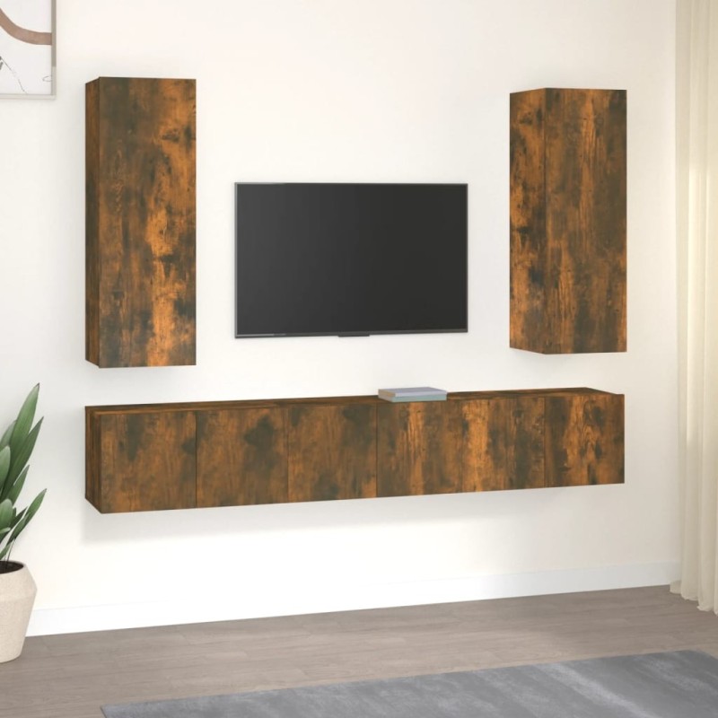 Ensemble de meubles TV 5 pcs Chêne fumé Bois d'ingénierie 