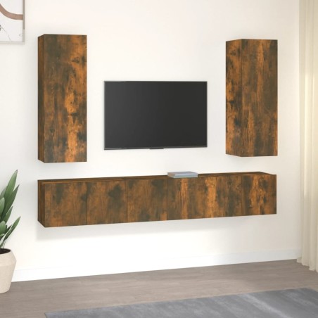 Ensemble de meubles TV 5 pcs Chêne fumé Bois d'ingénierie 
