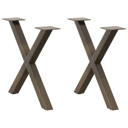 Pieds de table basse en forme de X, 2 pièces, acier naturel, 60 x (42-43) cm 