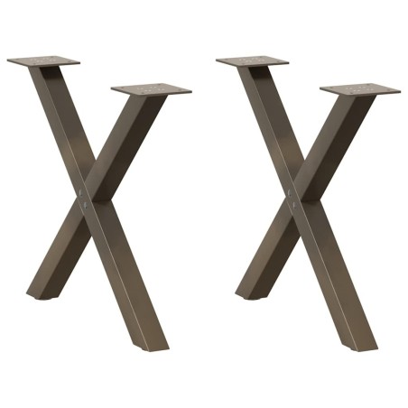 Pieds de table basse en forme de X, 2 pièces, acier naturel, 60 x (42-43) cm 