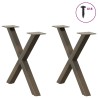 Pieds de table basse en forme de X, 2 pièces, acier naturel, 60 x (42-43) cm 