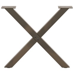 Pieds de table basse en forme de X, 2 pièces, acier naturel, 60 x (42-43) cm 
