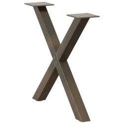Pieds de table basse en forme de X, 2 pièces, acier naturel, 60 x (42-43) cm 