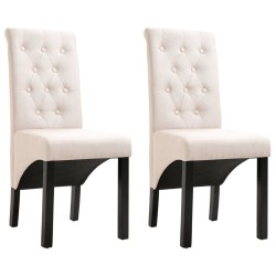 Chaises à manger lot de 2 crème tissu 