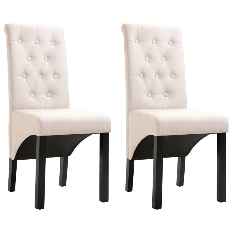 Chaises à manger lot de 2 crème tissu Chaises à manger lot de 2 crème tissu
