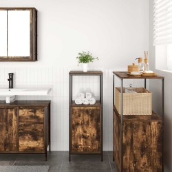 Meuble de salle de bain avec étagères chêne fumé 36x35x95 cm 
