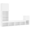 Unités murales TV avec LED 4 pcs blanc bois d'ingénierie 