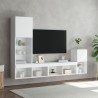 Unités murales TV avec LED 4 pcs blanc bois d'ingénierie 