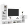 Unités murales TV avec LED 4 pcs blanc bois d'ingénierie 