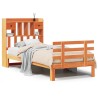 Lit bibliothèque sans matelas cire marron 75x190 cm pin massif 