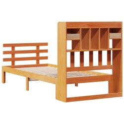 Lit bibliothèque sans matelas cire marron 75x190 cm pin massif 