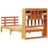 Lit bibliothèque sans matelas cire marron 75x190 cm pin massif 