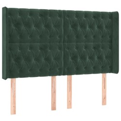Tête de lit avec oreilles Vert foncé 163x16x118/128 cm Velours 