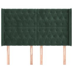 Tête de lit avec oreilles Vert foncé 163x16x118/128 cm Velours 