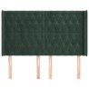 Tête de lit avec oreilles Vert foncé 163x16x118/128 cm Velours 
