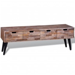 Table console TV avec 4 tiroirs Bois de teck recyclé 
