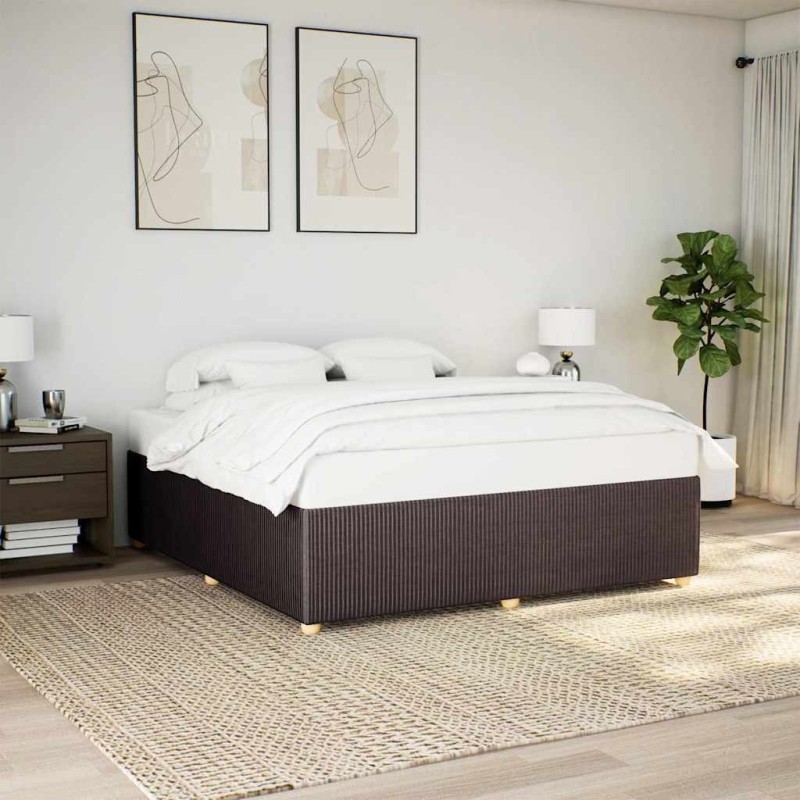 Cadre de lit sans matelas marron foncé 180x200 cm tissu 