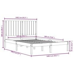 Cadre de lit sans matelas 135x190 cm bois de pin massif 