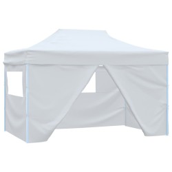 Tente pliable de réception avec 4 parois 3 x 4,5 m Blanc 