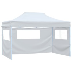 Tente pliable de réception avec 4 parois 3 x 4,5 m Blanc 