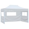 Tente pliable de réception avec 4 parois 3 x 4,5 m Blanc 