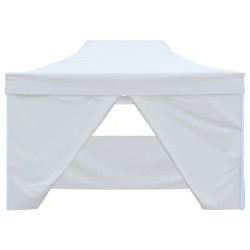 Tente pliable de réception avec 4 parois 3 x 4,5 m Blanc 