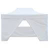Tente pliable de réception avec 4 parois 3 x 4,5 m Blanc 