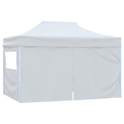 Tente pliable de réception avec 4 parois 3 x 4,5 m Blanc 