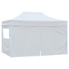 Tente pliable de réception avec 4 parois 3 x 4,5 m Blanc 
