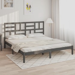 Cadre de lit sans matelas bois massif gris 200x200 cm 