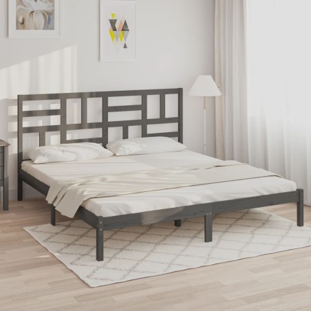 Cadre de lit sans matelas bois massif gris 200x200 cm 
