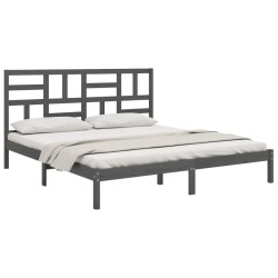 Cadre de lit sans matelas bois massif gris 200x200 cm 