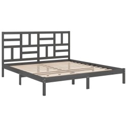 Cadre de lit sans matelas bois massif gris 200x200 cm 
