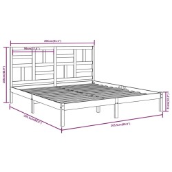 Cadre de lit sans matelas bois massif gris 200x200 cm 