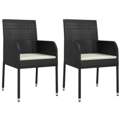 Ensemble à manger de jardin avec coussins 3 pcs Noir 