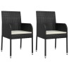 Ensemble à manger de jardin avec coussins 3 pcs Noir 